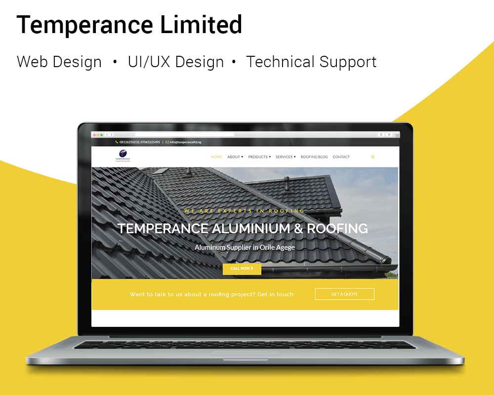 Temperance Roofing Limited Website